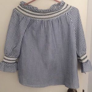 Blue Stripes Off-the-shoulder Top